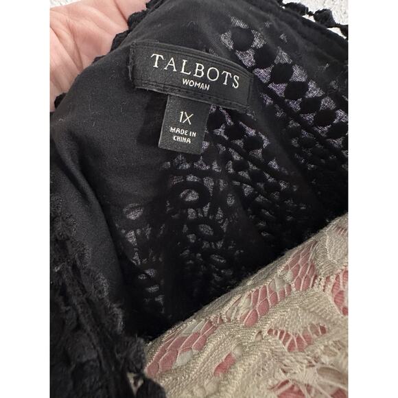Talbots Black 3/4 Sleeve Scoop Neck Lace Overlay Top Size 1X READ - Picture 9 of 11